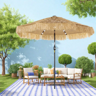 Parasols de terrasse à énergie solaire de style Tiki en acier 8,7 pi pour terrasse de jardin