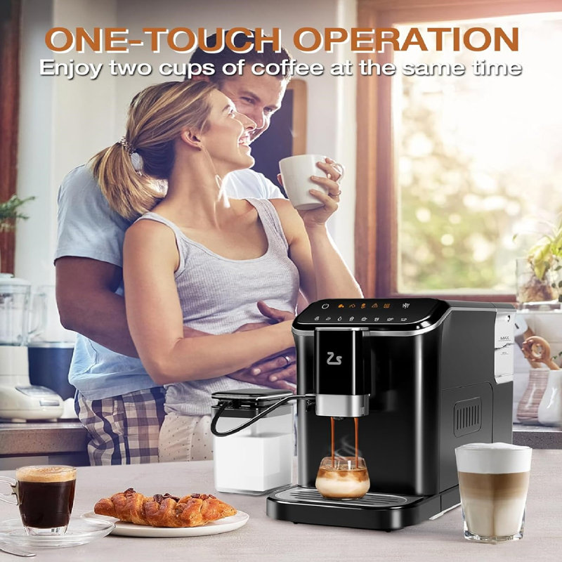 Espresso Machine 20 Bar, Built-in & Adjustable Espresso Bean Grinder, Professional Espresso Maker With Automatic Milk Frother, Touch Screen Coffee Machine With 1.5l Water Tank For Coffee Lover