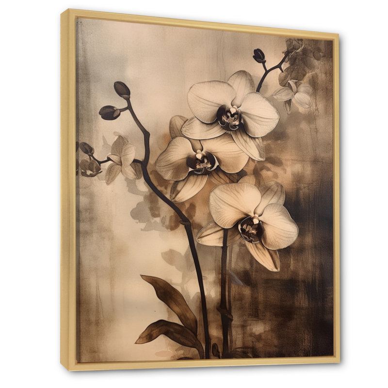" Brown Exotic Orchids Elegance ", Natural Floater Framed, 32" H x 24" W x 1" D