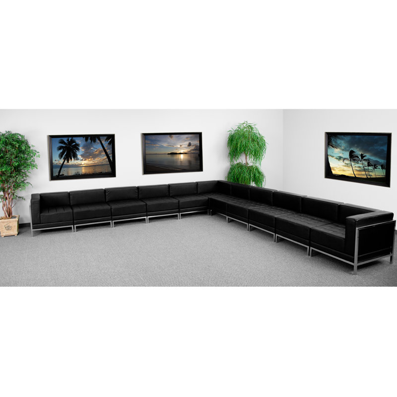 Hercules Imagination Series 11 PC LeatherSoft Modular Sectional Configuration - Stainless Steel Legs