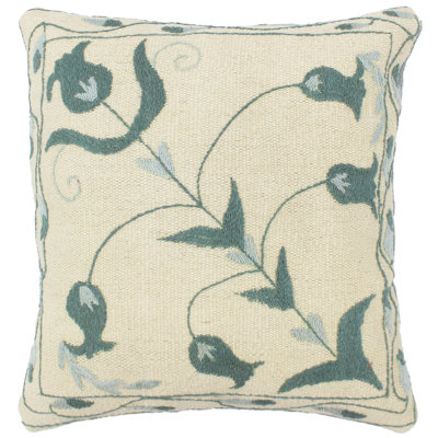 Embroidered Reversible Throw Pillow