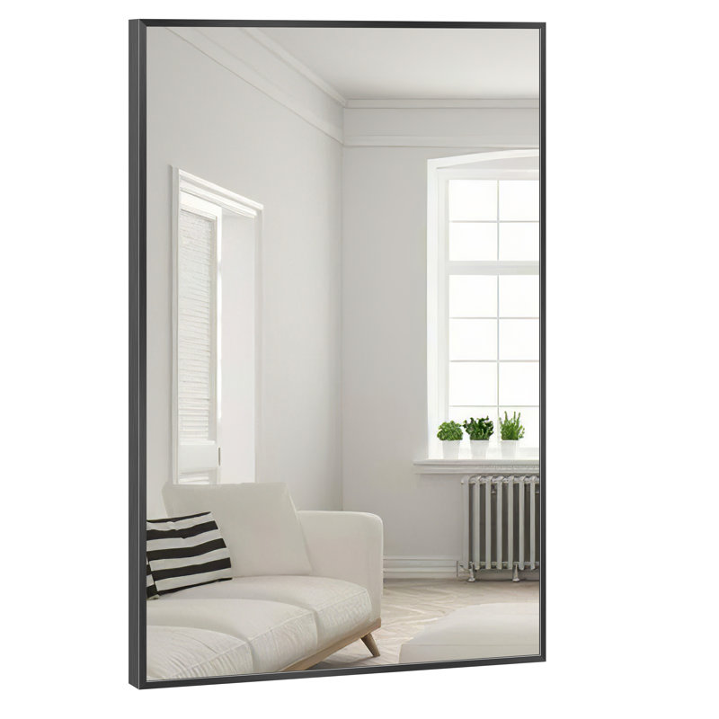 Talma Wood Flat Mirror, 36" H x 24" W, Black