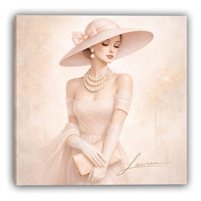 «Glam Fashion Portrait», art mural sur toile, perle neutre, peinture sur toile moderne décorée GT15437