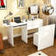 Bureau extensible multifonctionnel pliable de 119 cm (47 po), table de maquillage avec miroir, 3 modes d'utilisation avec tabouret de rangement, meuble gain de place pour chambre ou appartement, blanc