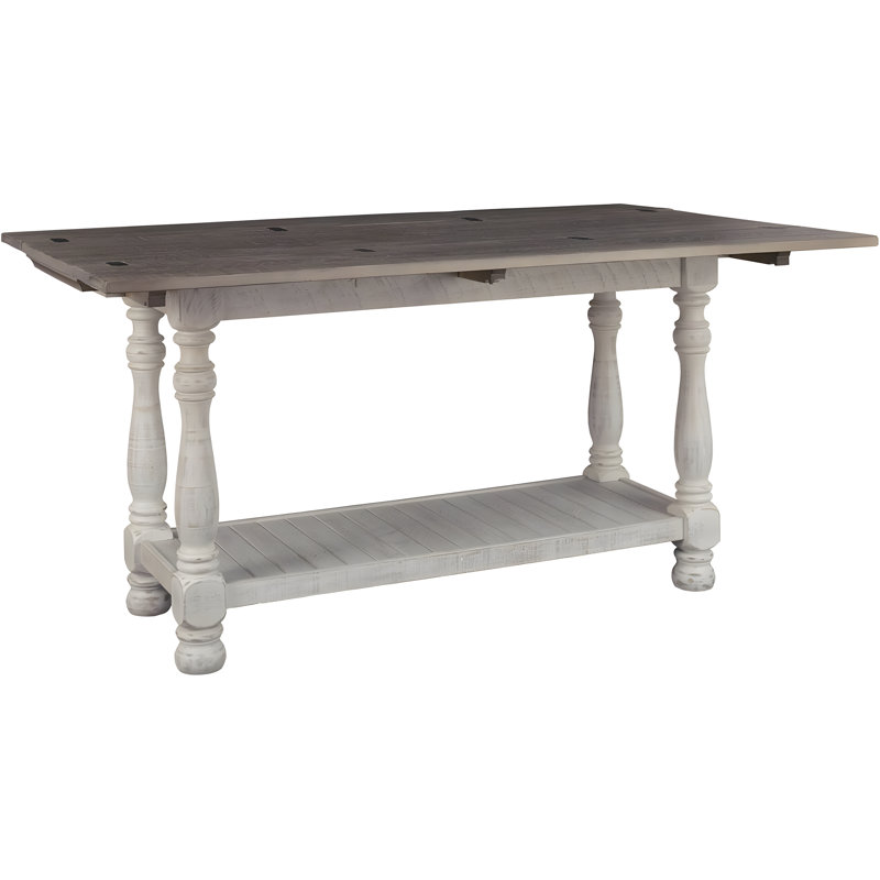 Rustic Gray and White Pine Wood Flip-Top Console Table with Storage