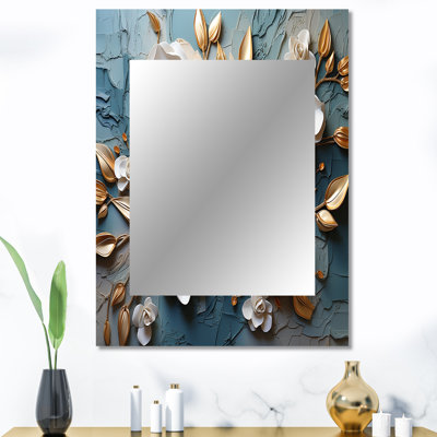 Miroir mural blanc et doré