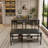 Industrial Dining Table Set with Storage Bench and Wine Rack