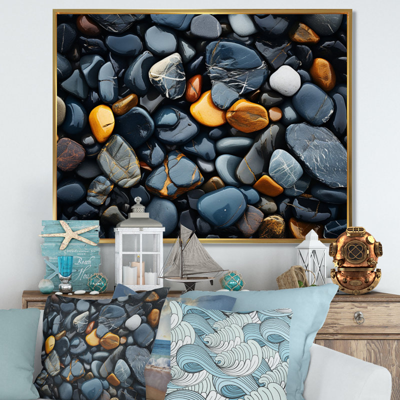 «Rocky Beach», impression sur toile, H 16 po x l 32 po x P 1 po, Cadre doré à une seule photo