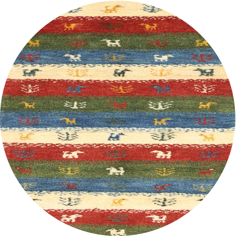 Tapis beige / vert / rouge pennsbury, Rond 5 pi