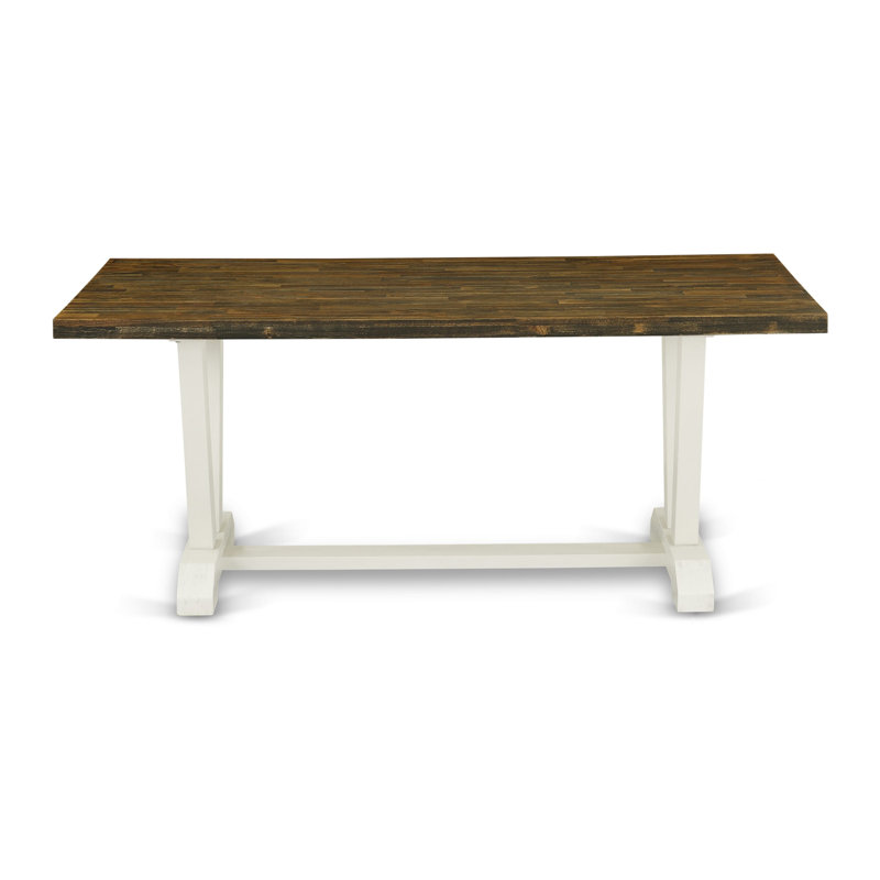 Ensemble de table de salle à manger 9 pièces comprenant une table de salle à manger rectangulaire avec pieds en V et 8 chaises Parsons en lin beige clair, lin brossé blanc