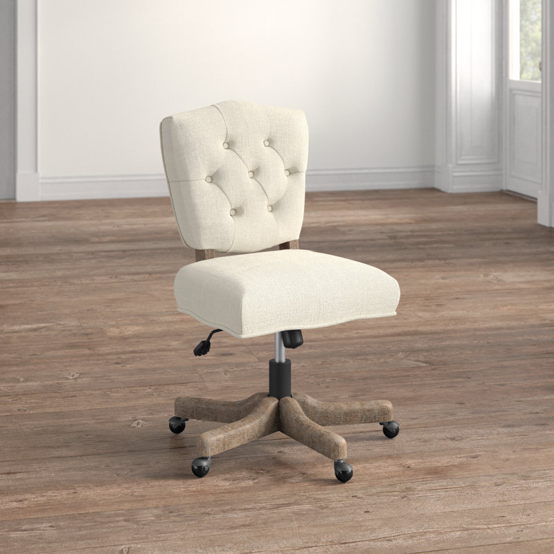 Asfia Adjustable Swivel Tufted Upholstered Task Chair, White