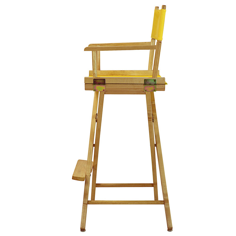30" Folding Director Chair with Canvas, Natural, Gold