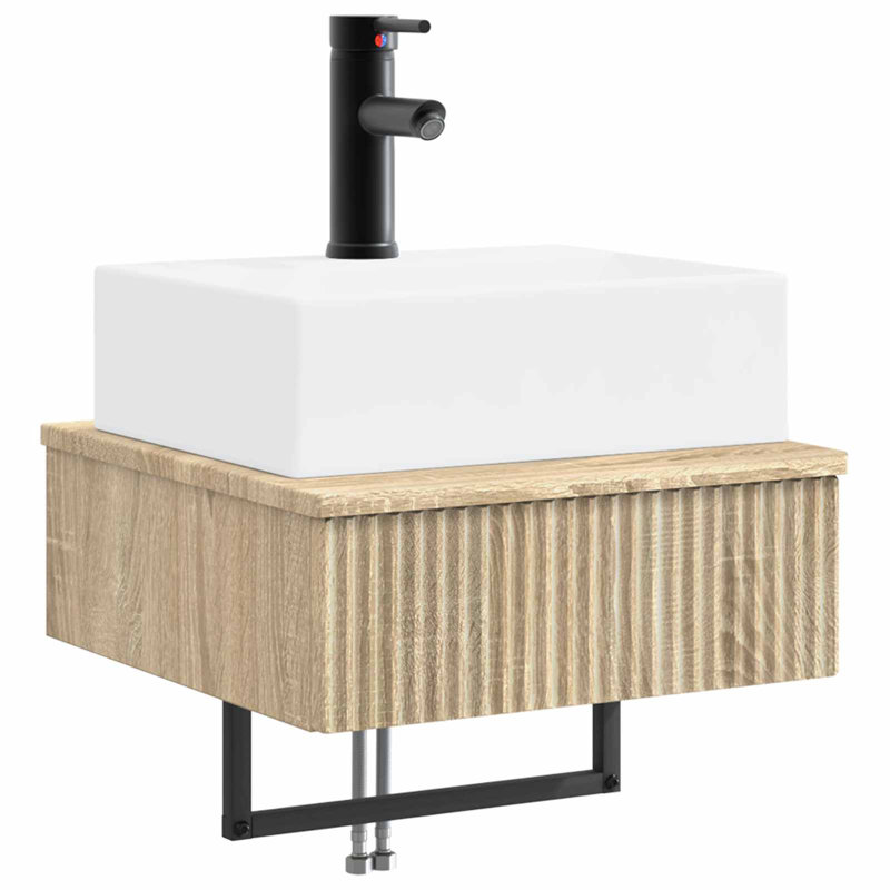 Single Bathroom Vanity with Ceramic Basin, Sonoma Oak