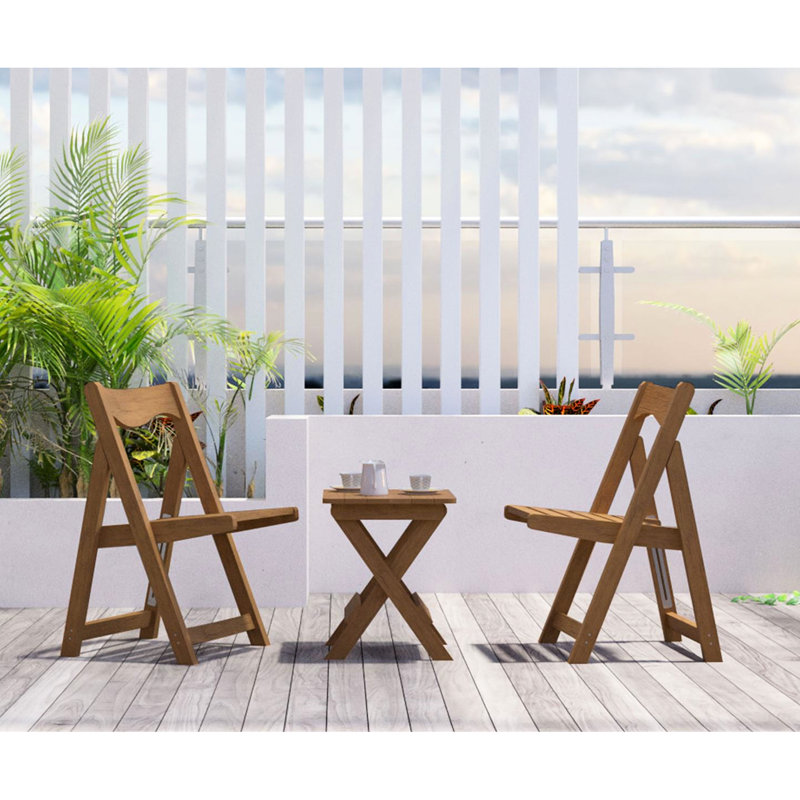 Bistro de patio pliable avec 2 chaises et une table rectangulaire pour les espaces de vie extérieurs