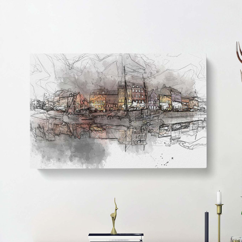 Nyhavn Canal In Denmark In Abstract - Wrapped Canvas Painting, 35cm H x 50cm W x 3cm D
