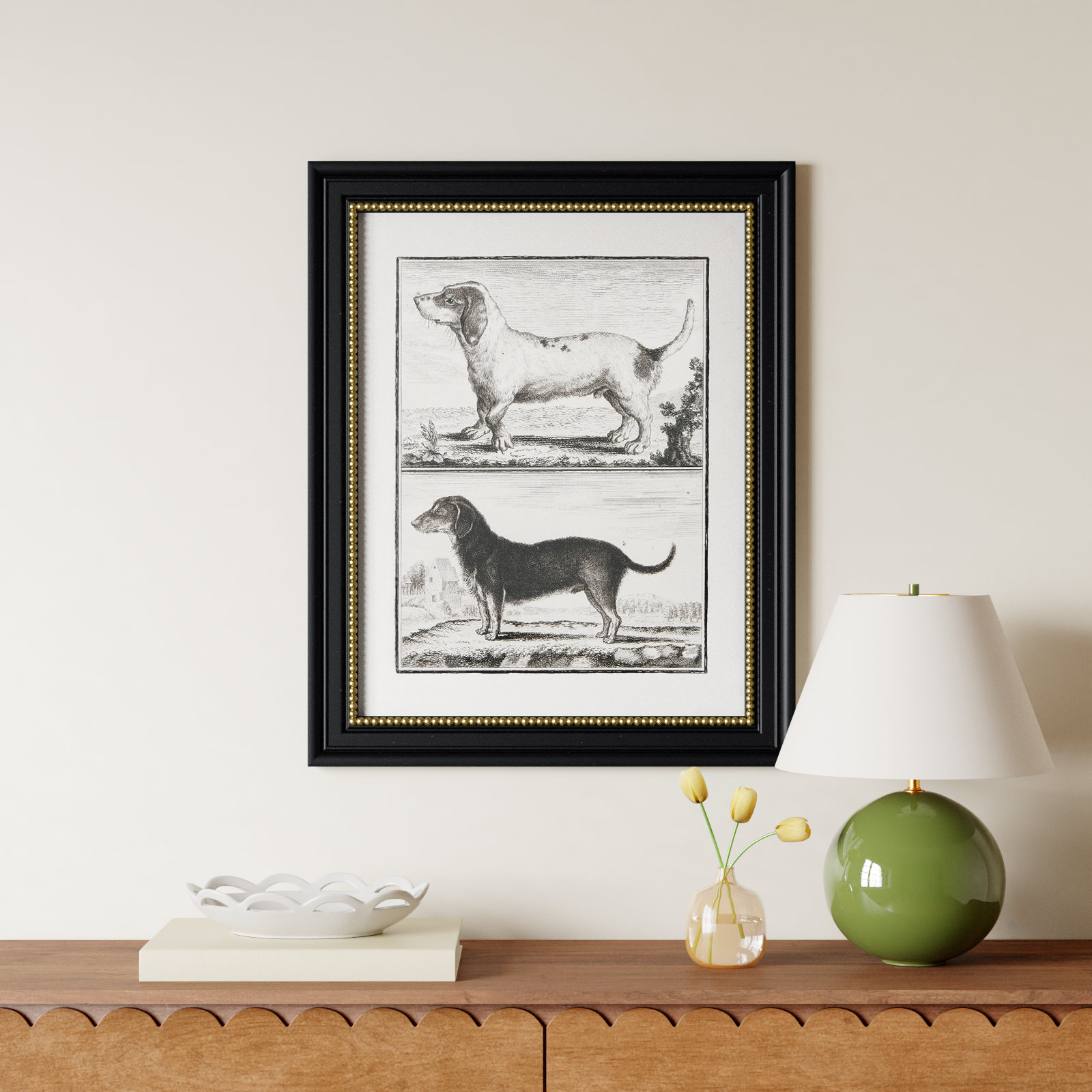 Twyla Reproduction Dog - Picture Frame Print on Wood