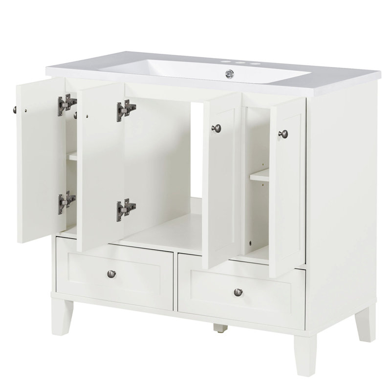 Meuble-lavabo 36 po avec lavabo en résine, Blanc