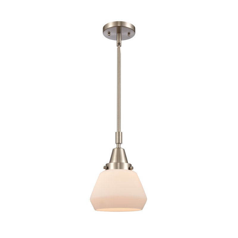 Luminaire suspendu conique à 1 lumière Cahn, Blanc mat, DEL, Nickel satiné brossé