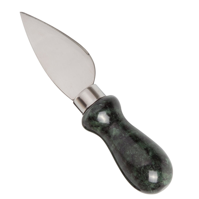 Creative Home Natural Green Marble Handle Set of 4 pc Multipurpose Cheese Knife Cutter Spreader Set includes Pronged Knife Hard Cheese Knife and Chisel Knife