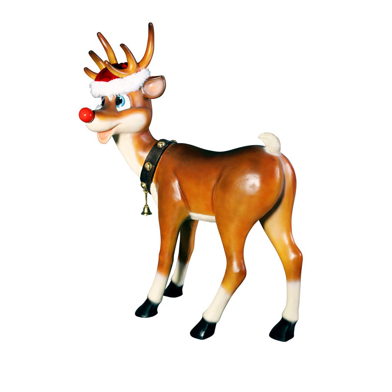 Santa's Christmas Red-Nosed Reindeer Statue