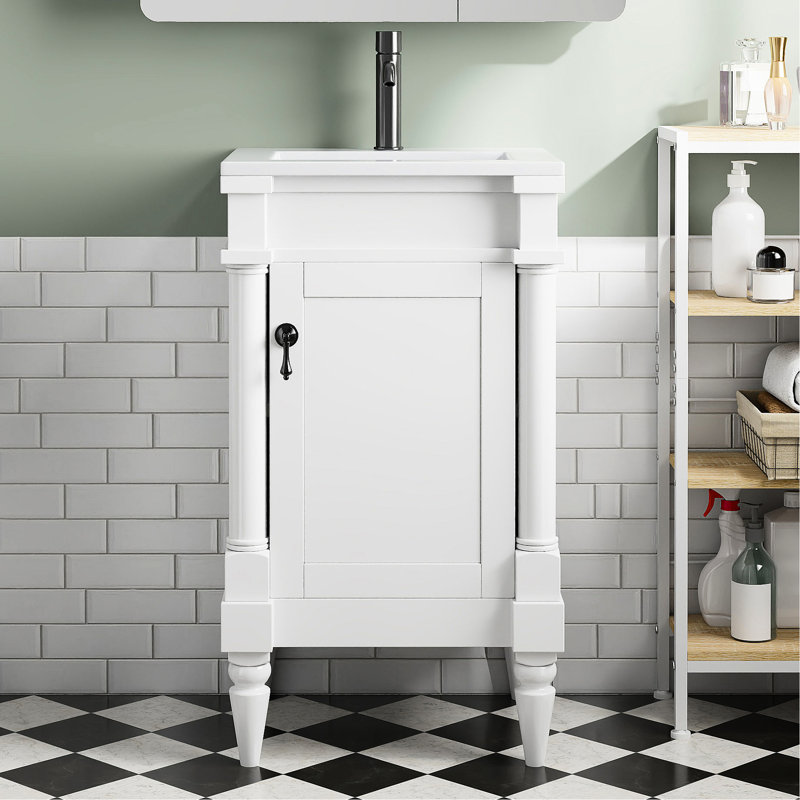 Meuble-lavabo autoportant - assemblage facile et pratique pour les espaces restreints, Blanc