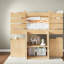Lits avec rangement, lit mezzanine en bois aggloméré simple, chambre d'enfant à la ferme