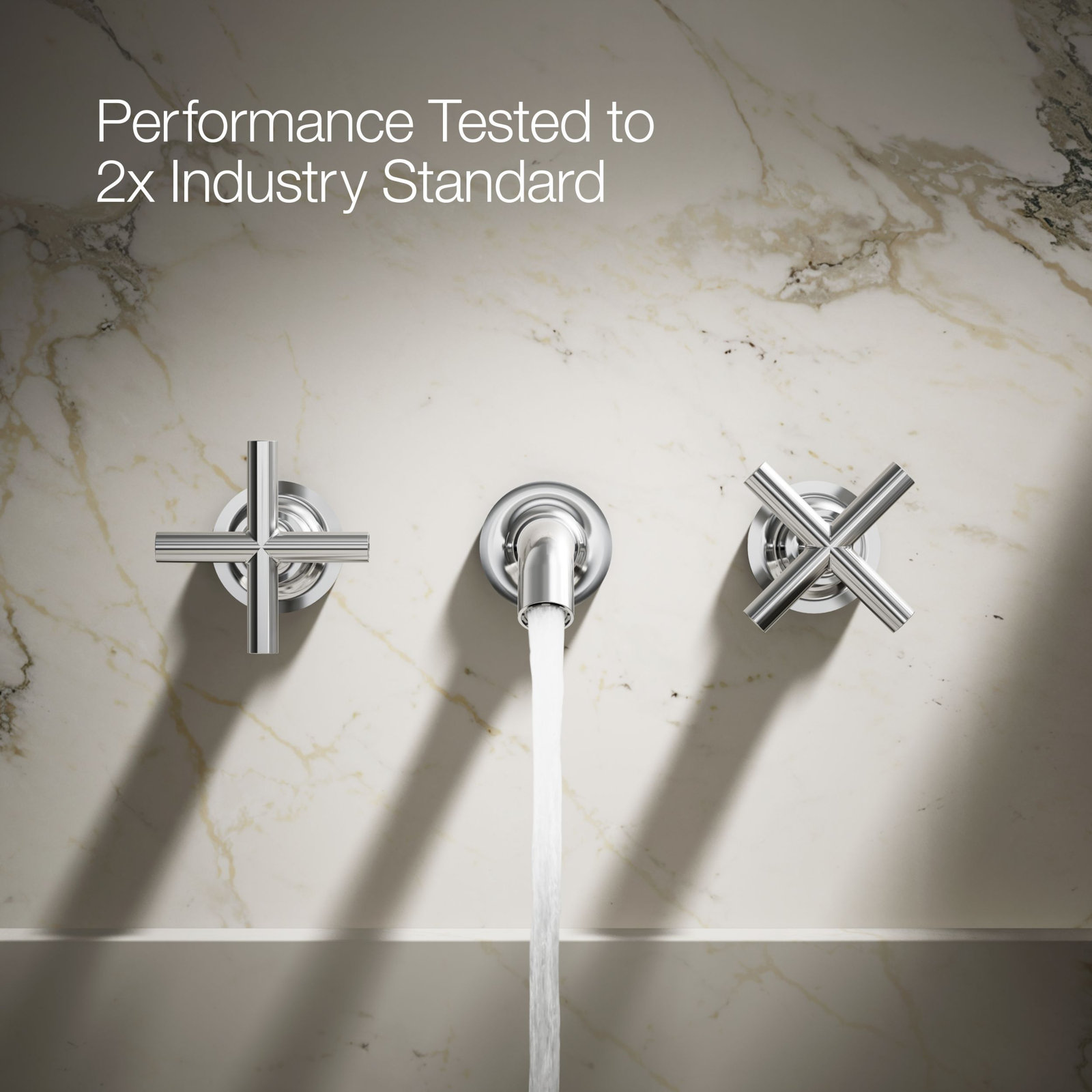 Purist Wall-Mounted Bathroom Faucet, Polished Chrome, Cross Handle