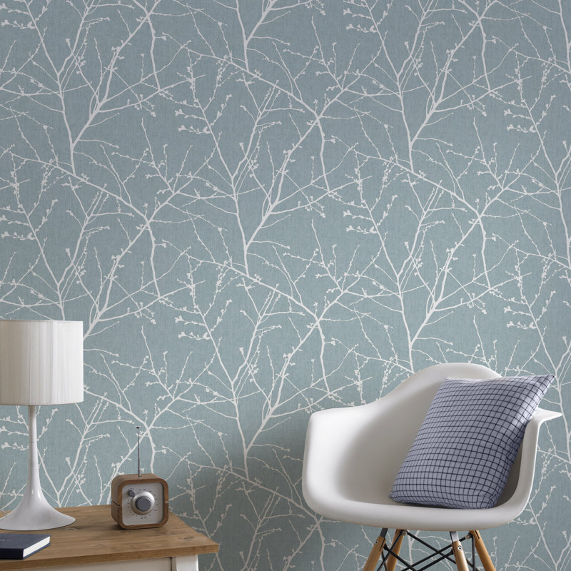 Innocence Floral Wallpaper Roll, Duck Egg