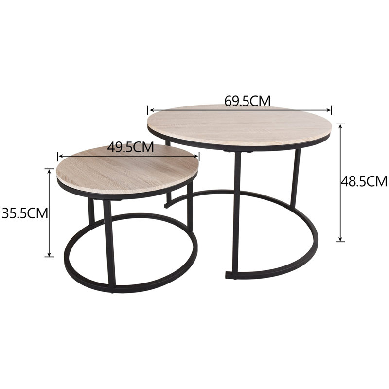 Patao Frame Coffee Table, 48.48" H x 69.49" W x 69.49" D, Oak/Black