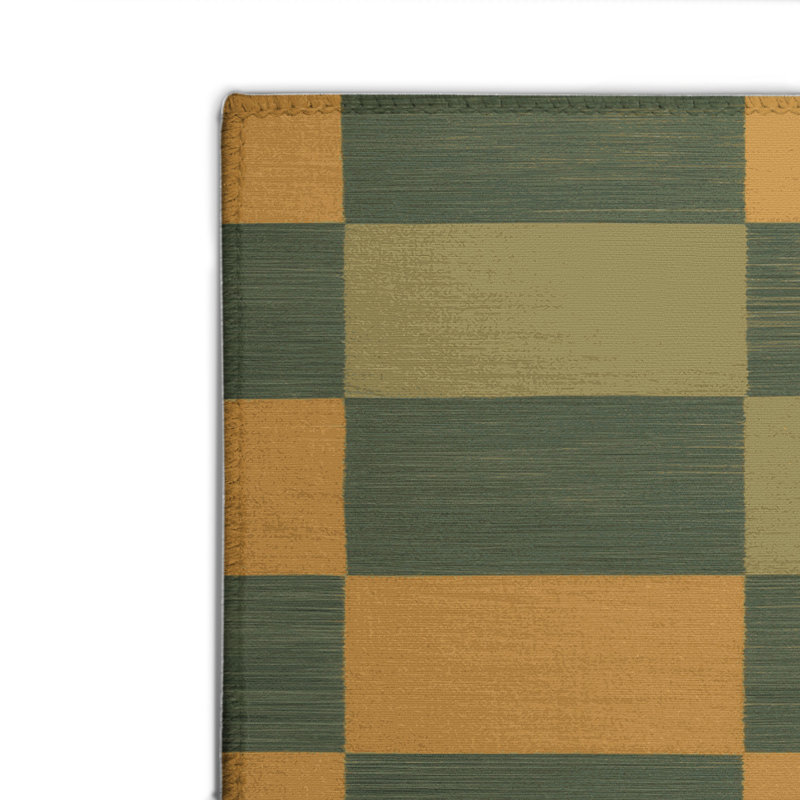 Tapis d'intérieur et d'extérieur à carreaux vert, Rectangulaire 8 pi x 10 pi