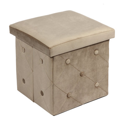 Farview 38cm Wide Velvet Square Ottoman with Storage