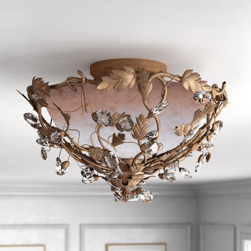 Plafonnier semi-encastré 3 lumières 16,5 po Cassidy, Or étrusque