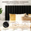 Structure de grand lit, lit plateforme tapissier en velours avec tête de lit réglable en hauteur, structure robuste et lattes, conception silencieuse, compatible avec les matelas sans ressorts, facile à assembler, noir-133674018-133674019
