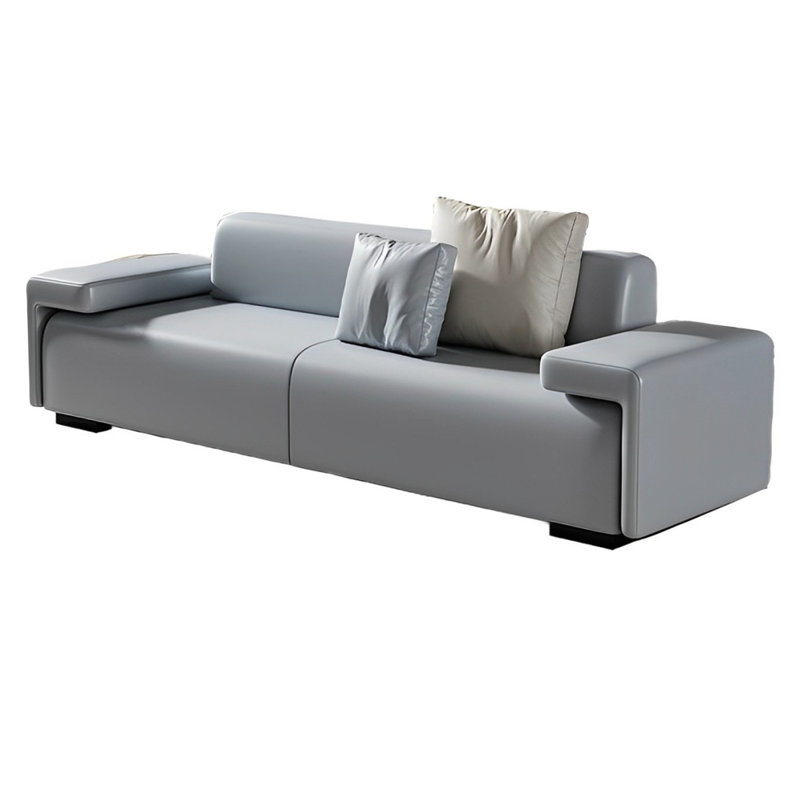 Banc rembourré simple en cuir, Bleu