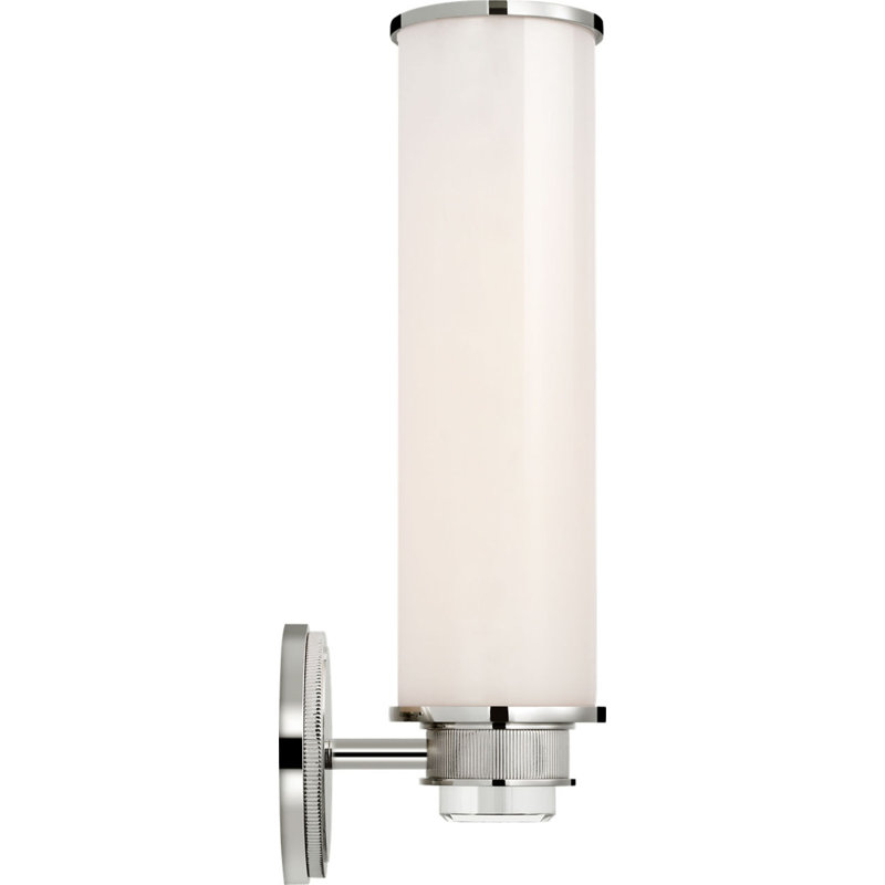 Percy 14" Single Bath Sconce with White Glass, Polished Nickel