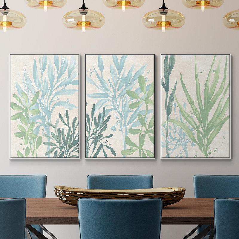 " Swaying Seagrass I " 3 - Pieces, Blanc, H 36 po x l 72 po x P 2 po