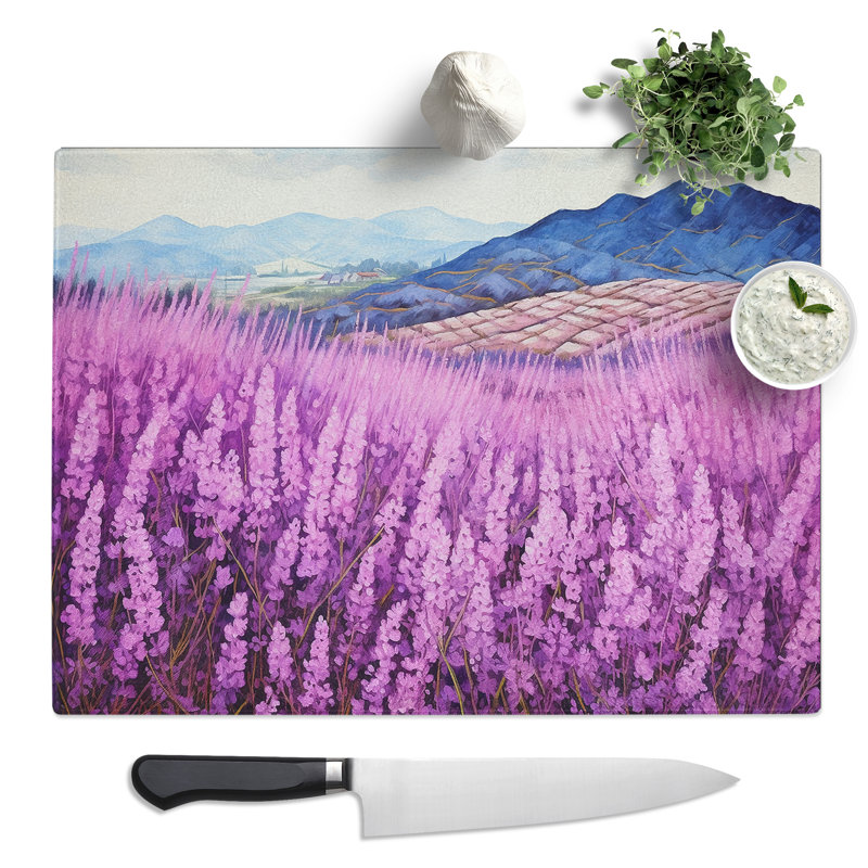 Lavender Flower Colour Field No.2  Glass Chopping Board