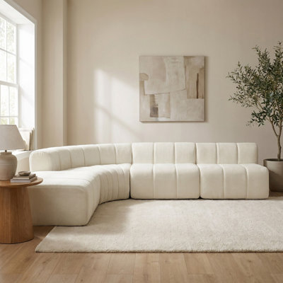 Canapé modulaire semi-courbé modulaire 116,52 "avec repose-pieds en chenille à couture verticale avec repose-pieds mobile pour salon