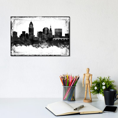 Cleveland Black & White Film by WallDecorAddict - Wrapped Canvas Print
