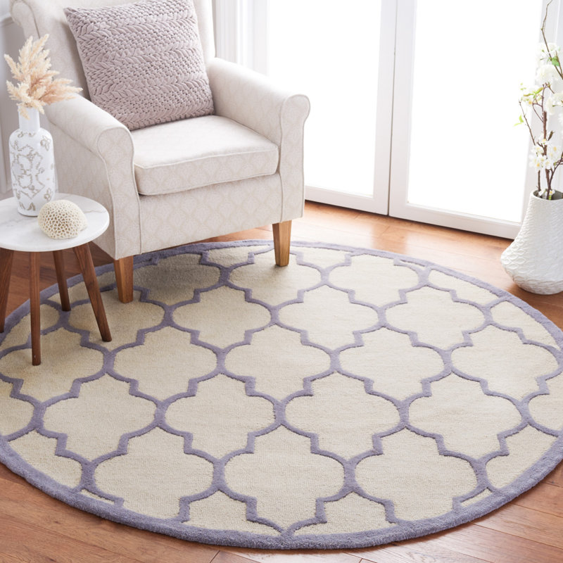 Cannen Hand Tufted Wool Geometric Rug, Round 6'