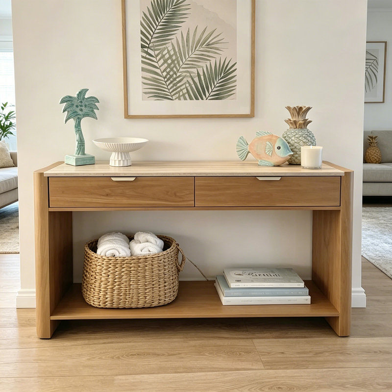 Mid-Century Console Table, 31.5" H x 63" W x 15.7" D