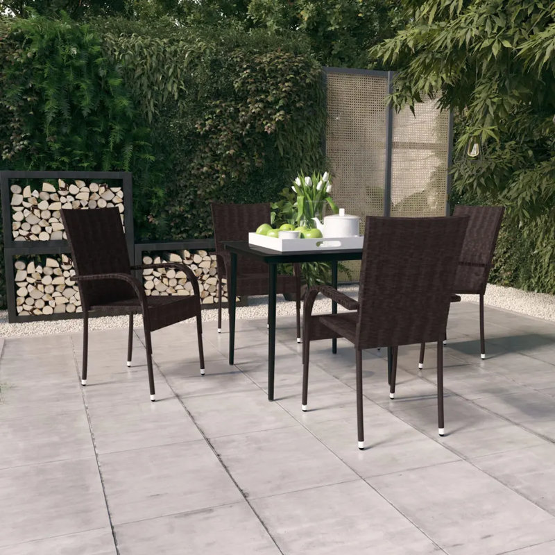 Aamber 4 - Person Patio Dining Set Square Table, 80 cm table length, Grey/Black, 4