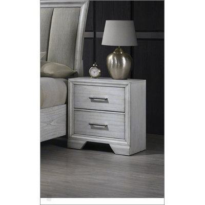 Contemporary Style Nightstand With Two Storage Drawers, Solid Wood Construction, And Elegant Wood Finish For Bedroom