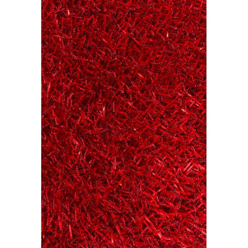 Tapis à poils longs en polyester tissé à la main Arae, Red, Rectangle  7'9" x 10'6"