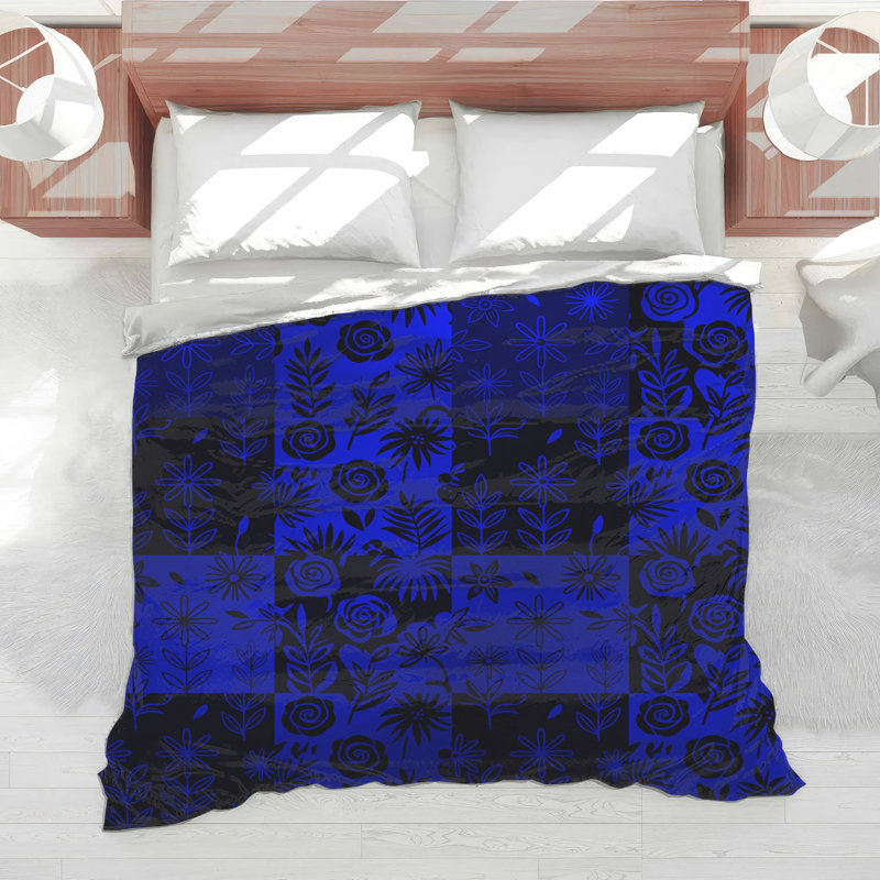 Floral Blue Pattern Comforter, Queen