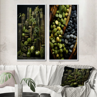 Tranquil Greenery Bamboo Oasis I - Bamboo Canvas Prints Set Of 2
