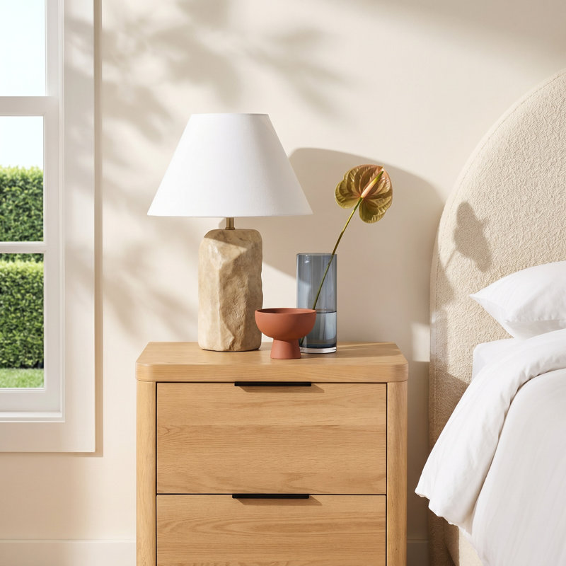 Altus 2 Drawer Wood Nightstand, Natural