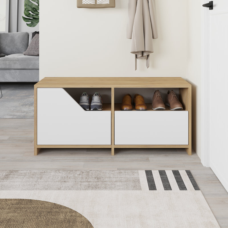 8 Pair Shoe Storage Cabinet, Sapphire Oak/White