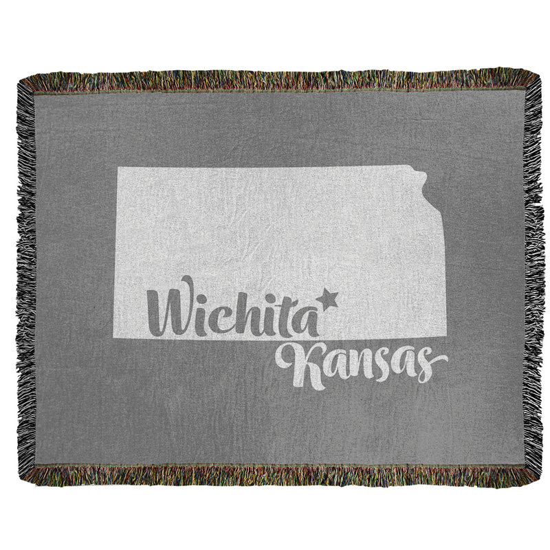 Jeté en coton tissé wichita kansas, l 50 po x L 60 po, Gris