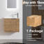 Meuble-lavabo de salle de bain avec lavabo en céramique 22 po, petite salle de bain, porte à fermeture en douceur, finition chêne imitation, poignée noire mate pour salle de bain, style flottant, lavabo,-1211212299-1211212297
